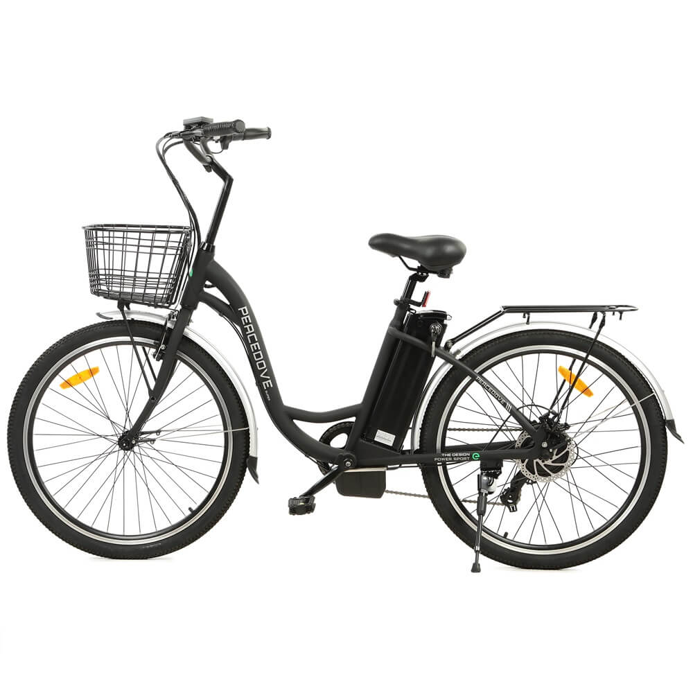 Ecotric 26inch Peacedove electric city bike with basket and rear rack